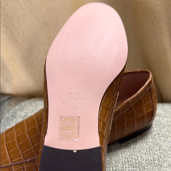 J. Crew size 10 croc embossed Italian leather smoking loafers - Picture 4 of 9